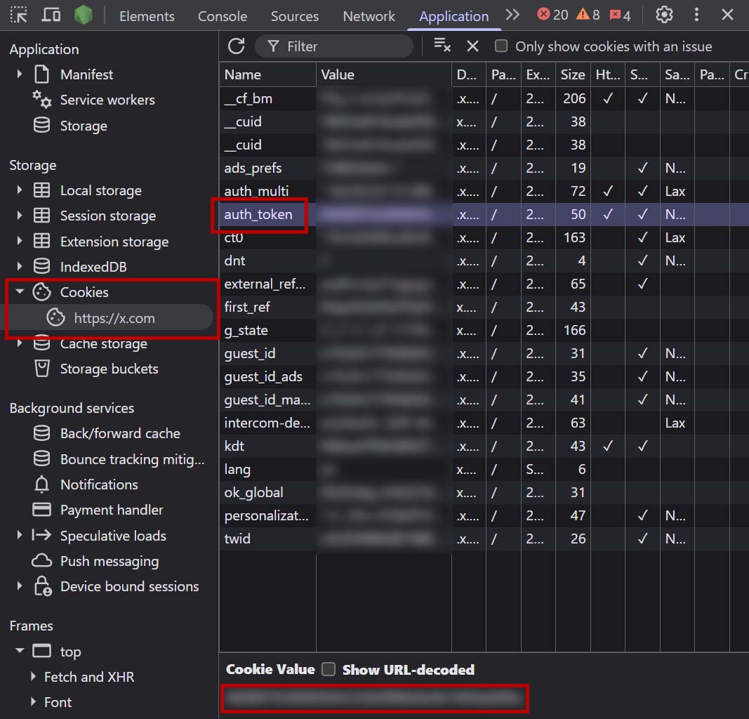 Grab X Auth from DevTools